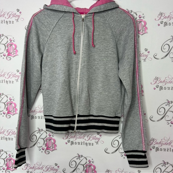 R T school sparkly rhinestone sweater bling line down arms sparkly all over y2k - Picture 9 of 13